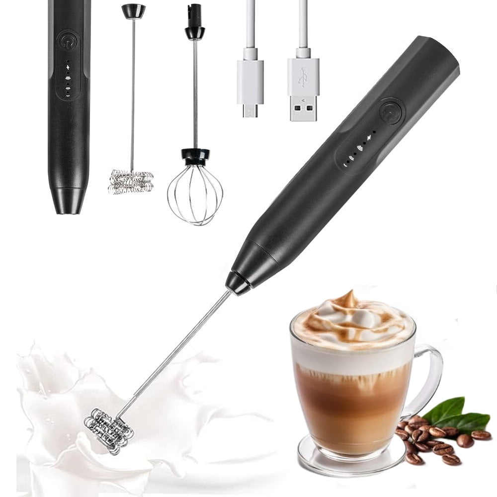 Milk Frother Wand Drink Mixer - Handheld Milk Frother Electric Whisk - Easy-Clean Stainless Steel Frother Wand \u0026 Mini Blender - Electric Coffee Frother for Milk Coffee Lattes